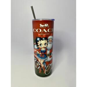20 oz Christmas Betty Boop Stainless Steel Tumbler with Lid, Straw